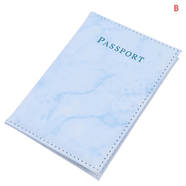 Marmor Passport Cover PU Läder Resepasshållare Skydda Blue B
