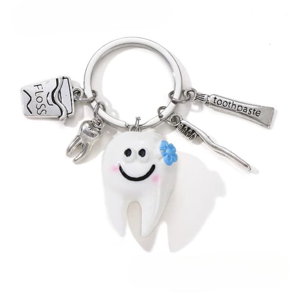 e Smiling Tooth Keychain With Floss Toothbrush Toothpaste Charm A1