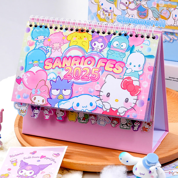 e Anime Kuromi Cinnamoroll Melodi Kalender Kawaii Skrivebords Dekoration A3