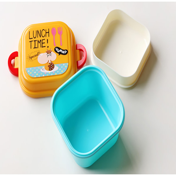 Tecknad hälsosam plastmatlåda Mikrovågsugn Lunch Bento Bo Blue one size