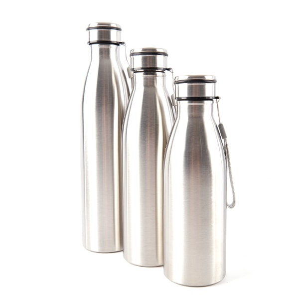 650-1000ml bærbar udendørs vandflaske Rustfri enkelt væg Silver 1000ml
