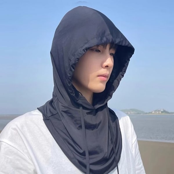 Ansiktsmask Solskydd Huva Hatt UV-skydd Is Silke Halsduk Män Kvinnor Light gray