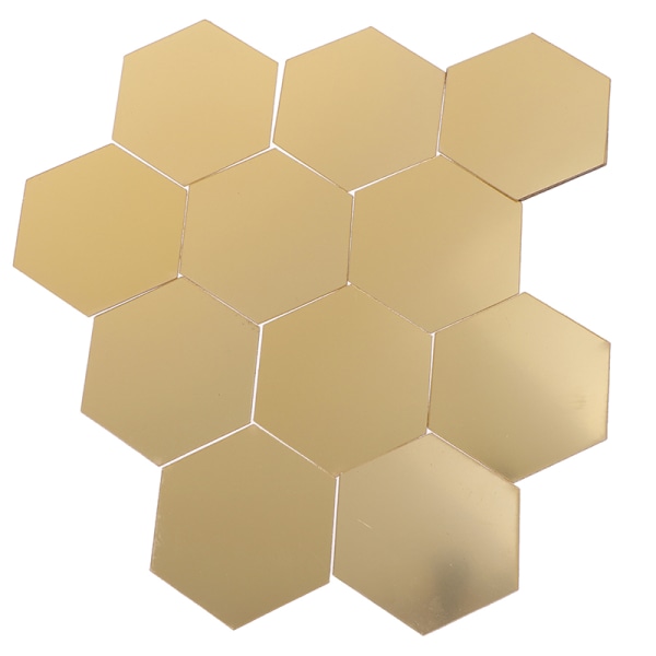 12 stk sekskantet ramme Stereoskopisk speil veggklistremerke Decorati Gold 46*40*23