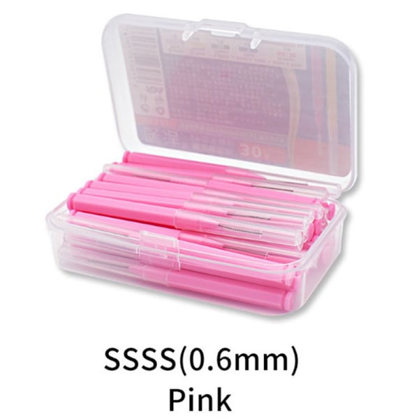 30 kpl/erä Hammasväliharja Hammaslanka Suunpuhdistushygieniaan Pink 0.6mm 30Pcs