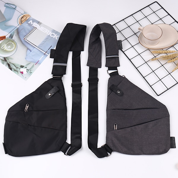 Mand Vandtæt Personlig Skulderlomme Brysttaske Cross body sl Black one size
