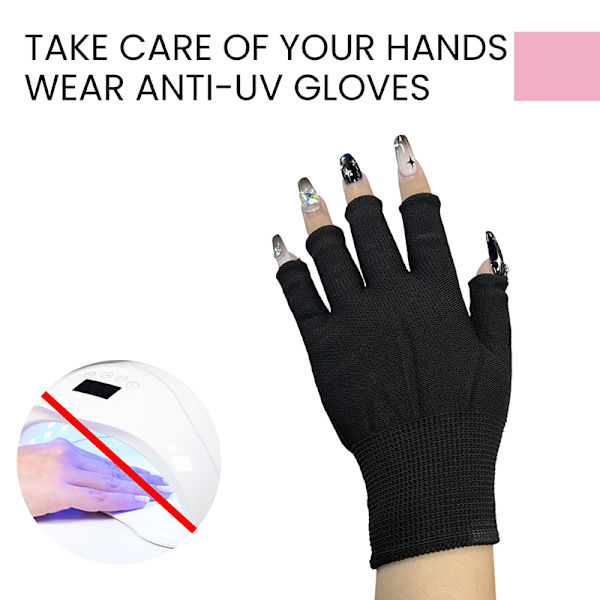 1 par nagelkonst handskar svart UV-skyddshandske tunn anti svart one size