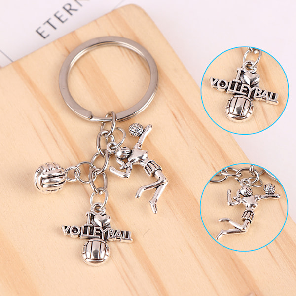 Creative DIY Key Chain Volleyball Player Alloy Keyring Charms A onesize