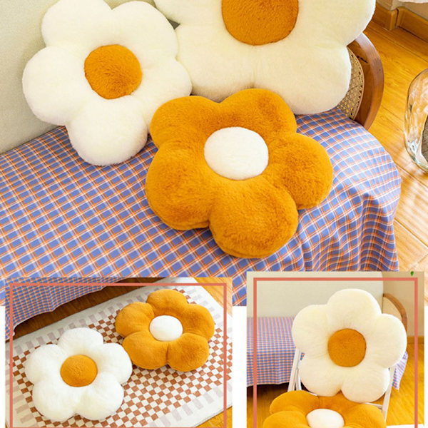 35cm Fylld Daisy Blomm Sittkudde Solrosform Barn Flicka White