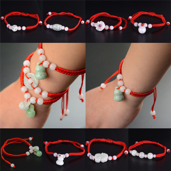 Köp 1PC Jade Pärlor Röd sträng rep armband Lycka till lyckad framgång |  Fyndiq