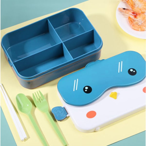 Skolebarn Bento lunsjboks rektangulær lekkasjesikker plastanime Blue onesize