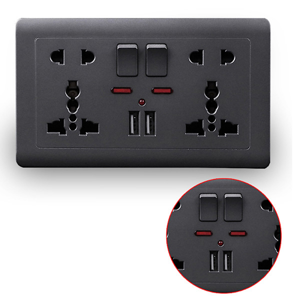 EU-standard USB-uttag Grå Inbyggd Panel Väggströmuttag B