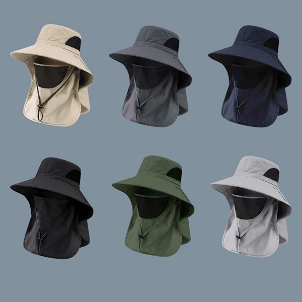 Sommar Solhatt UV-Skydd Utomhus Jakt Fiskehatt För Män Khaki