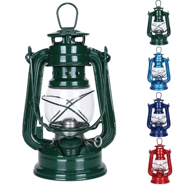 19cm Retro Outdoor Camping Parafin Lampe Bærbar Lantern Brons Blue one size