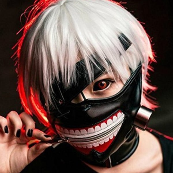 1 st Anime Cosplay Mask för Tokyo Ghoul Kaneki Ken Justerbar