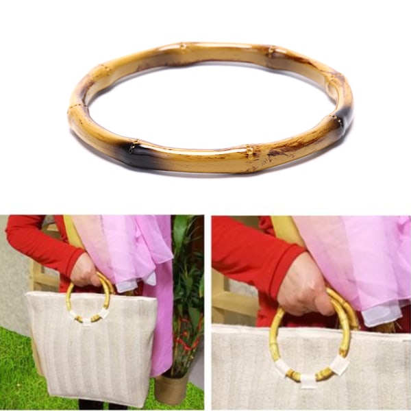 Rundt bambustaskehåndtag til håndtaske Håndlavede DIY-tasker Adgang Yellow small