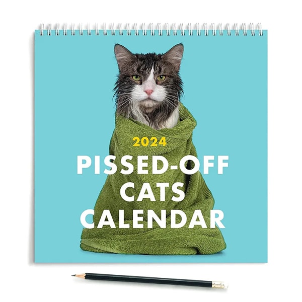 2024 Angry Cat Calendar Fun Wall Art Calendar Pissed Off Cats H A 1PC
