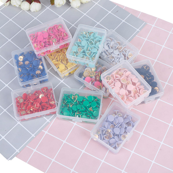 100 stk Runde Push Pins Oppslagstavle Kart Tommel Tacks Point Bulle White