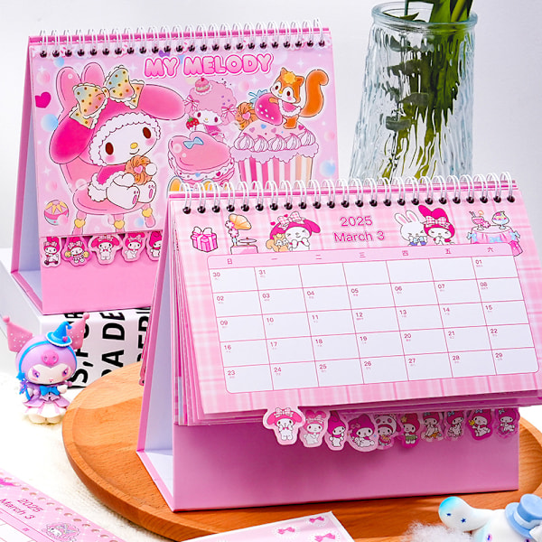 e Anime Kuromi Cinnamoroll Melodi Kalender Kawaii Skrivebords Dekoration A2