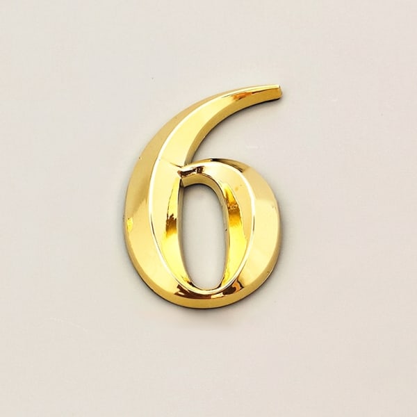 7 cm moderne husnummer plakett Nummer siffer Klistremerke Plate Sig Gold 6