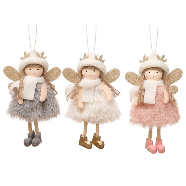 Julepynt Angel Antlers Plysj Doll Pendant Xmas Tree H Gray
