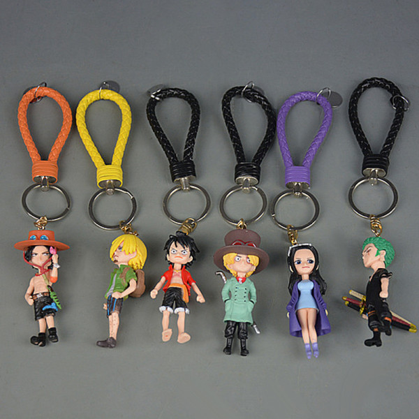 Action One Piece nøkkelring 3D PVC Luffy Zoro Sanji figurmodell Multicolor 2#