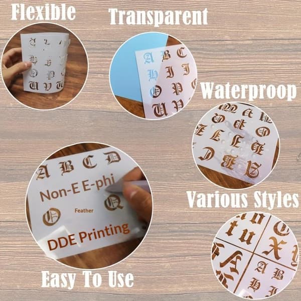 Gotisk Kalligrafi Skabelon 6PCS