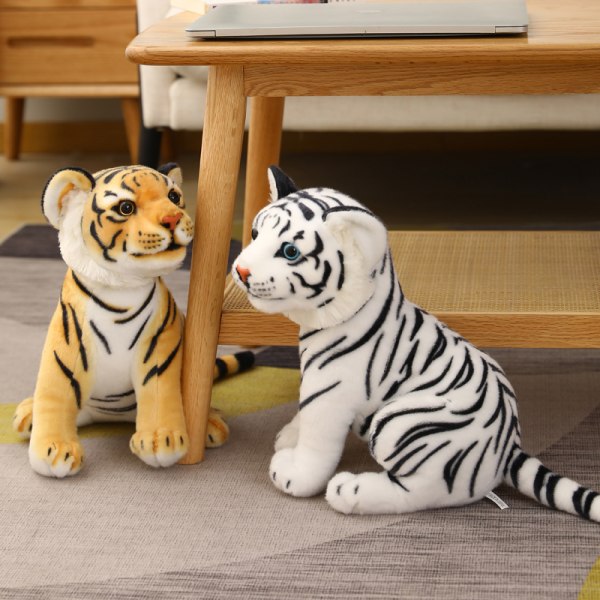 23-33 cm Simulering Baby Tiger Plys Legetøj Fyldt Blødt Vildt Animal White 27cm