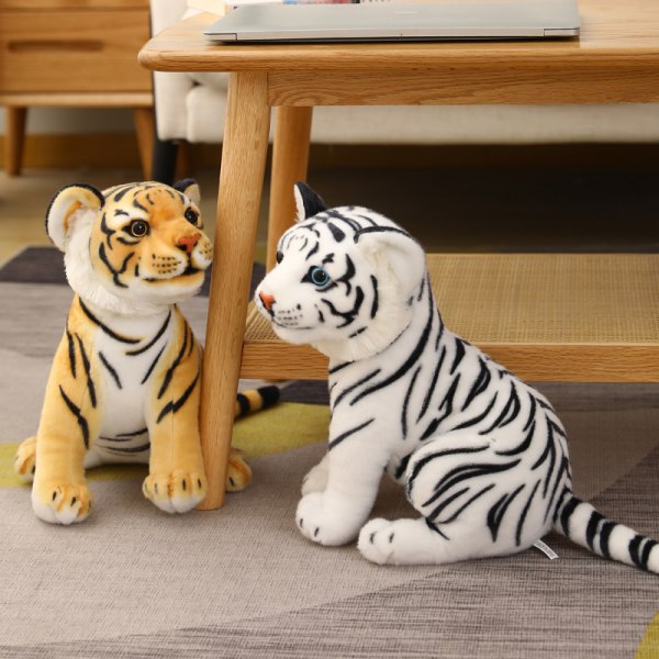 23-33 cm Simulering Baby Tiger Plysj Leke Utstoppet Myk Wild Anima White 27cm