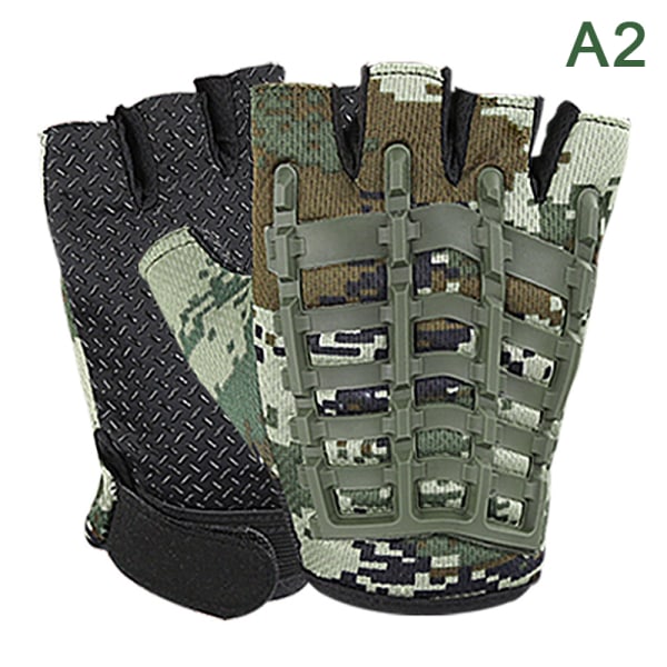 1 Pari Tactical Half Finger Gloves Army Military Outdoors Finger A2 ONESIZE