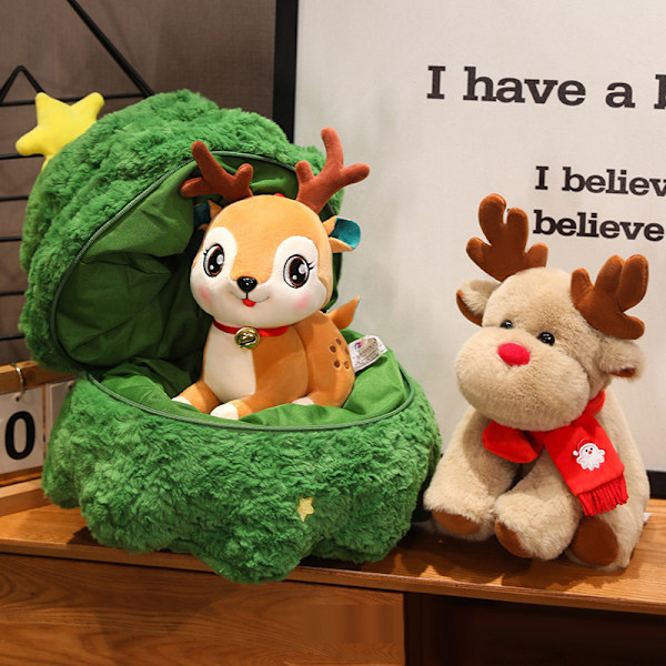 Plushfigurer av tecknad tomte, älg och ren - Julpynt A3