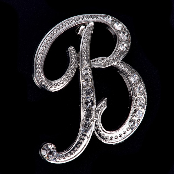 Crystal Rhinestone 26 Letters Dame Krage Brosje Pin Corsage B Silver B