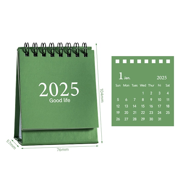 2025 Skrivbords kalender Årlig Månadsdaglig Planerare Tidshantering Green