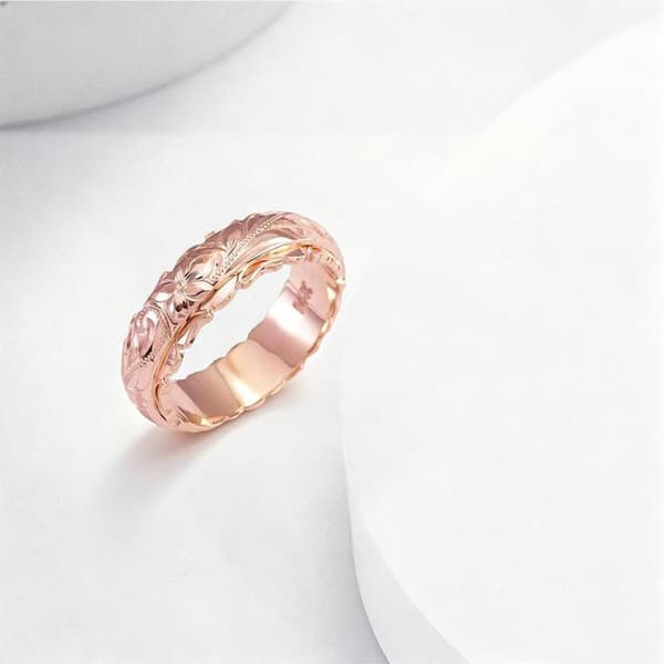 Rose Gullfarget Suspendert Utskåret Roseblomstring For Kvinner Gol Rose Gold size9