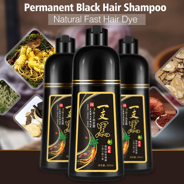 500ml Permanent Black Hair Shampoo Organic Natural Fast Hair Dy one size