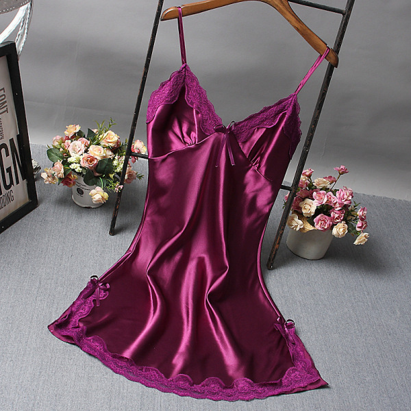 Bowknot Gennemsigtig Sexet Undertøj Blonde Tyl Hule Suspender Purple M