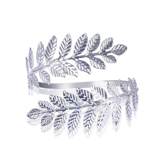 Metallinen kreikkalainen roomalainen laakerinlehtinen rannekoru Käsivarsinauha olkavarren ranneke A Silver one size