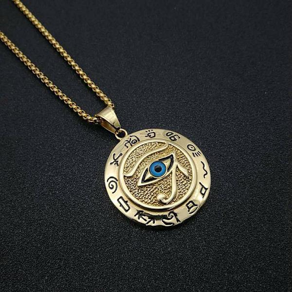 Muinainen Egypti Horuksen silmä riipus kaulakorut ruostumattomasta teräksestä Silver one size