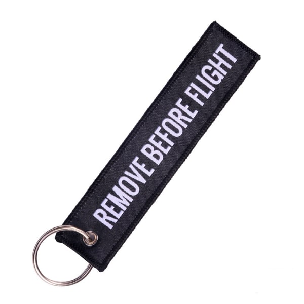 Remove Before Flight Nøglering Nøglering Polyester Broderi Mes Black 13*3CM