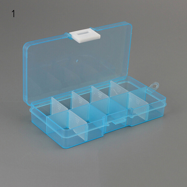 Plast10 Fack Justerbar Smycken Förvaringslåda Case Craft Organ blue white One Size