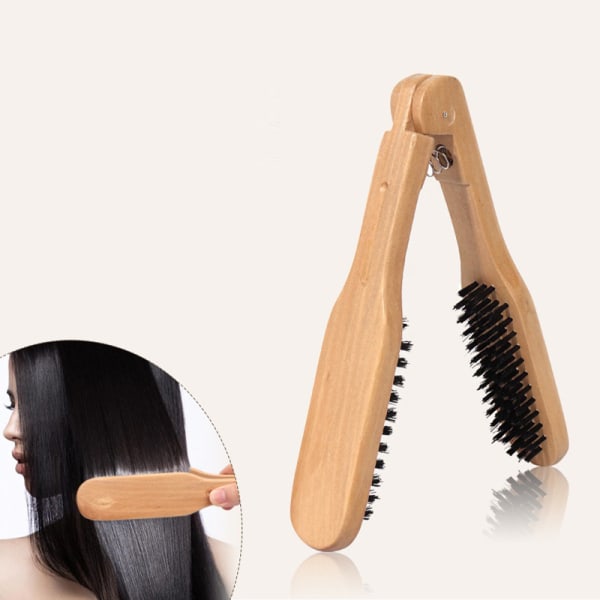 Naturlig Børste Dobbeltsidet Straightening Brush Clamp Hair Hai onesize