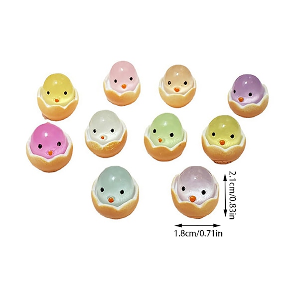 10 st Luminous Äggskal Kyckling Mini Figuriner Mikrolandskap Dekoration 10PCS