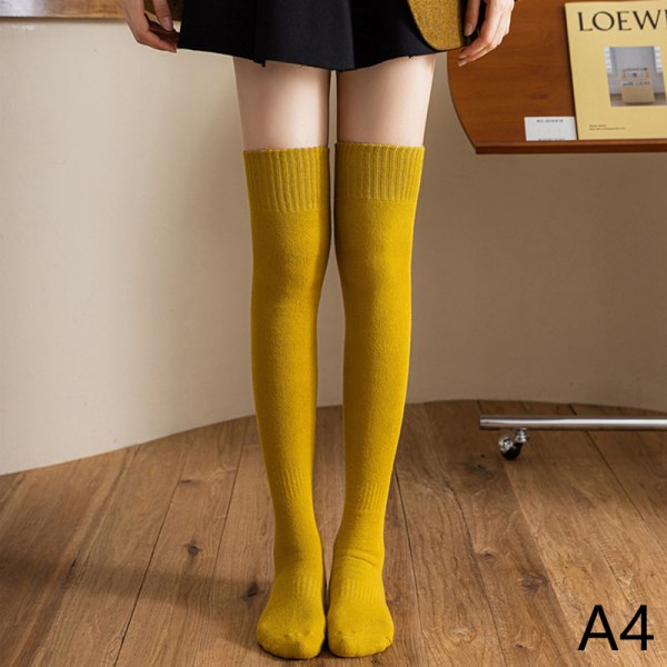 Muoti Thicken Thigh High Socks Women Solid pitkät sukat War Yellow onesize