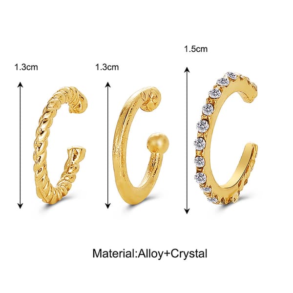 3PCS Mode Utsökta Zircon Öronklämmor Öronmudd Ingen Piercing Cr A3