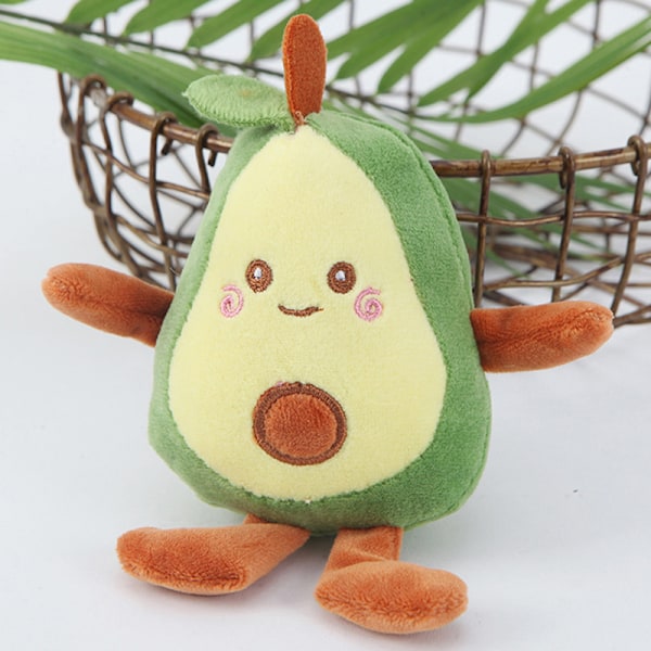 e Cartoon Fruit Avocado Plysj Leke Nøkkelring Anheng Ryggsekk Pynt 1pc