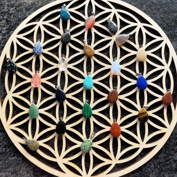 1 PC Chakra Flower of life Naturligt Symbol Træ Rund Kant Circle Yellow 10cm