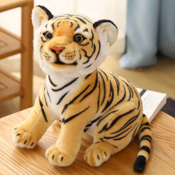 23-33 cm Simulering Baby Tiger Plys Legetøj Fyldt Blødt Vildt Animal Yellow 23cm