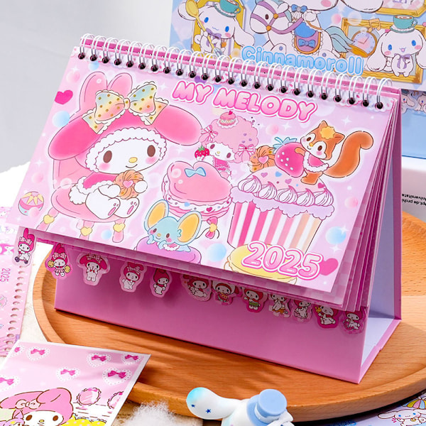 e Anime Kuromi Cinnamoroll Melodi Kalender Kawaii Skrivebords Dekoration A2
