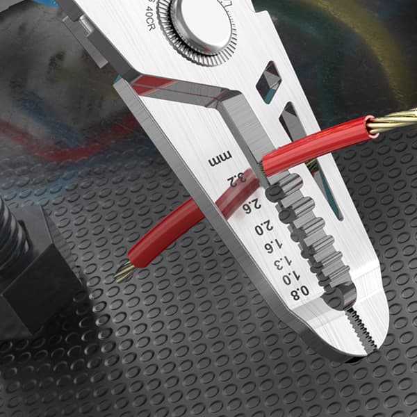 Multifunksjonell Wire Stripper i Rustfritt Stål 8 i 1 Kabel Elektrisk Silver