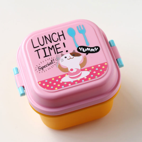 Tecknad hälsosam plastmatlåda Mikrovågsugn Lunch Bento Bo Pink one size