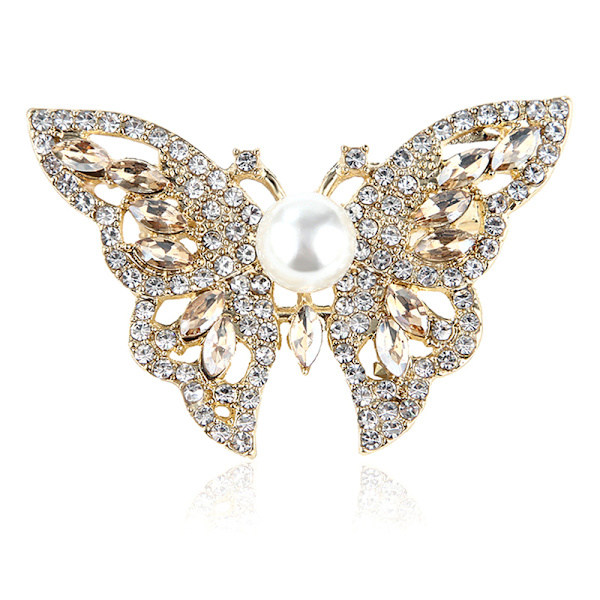 1 Stk Rhinestone Sommerfugl Brocher Kvinder Elegant Krystal Insekt Champagne One Size